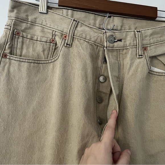 Levis 501 XX Straight Leg Beige Button Fly Rigid Y2K Jeans 36 X 34 (34 X 31) - Picture 3 of 11